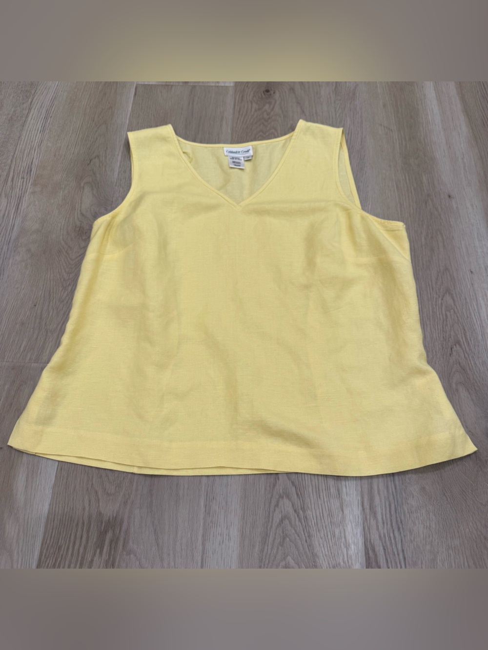 Coldwater Creek Sunny Yellow V-Neck Linen-Blend Tank